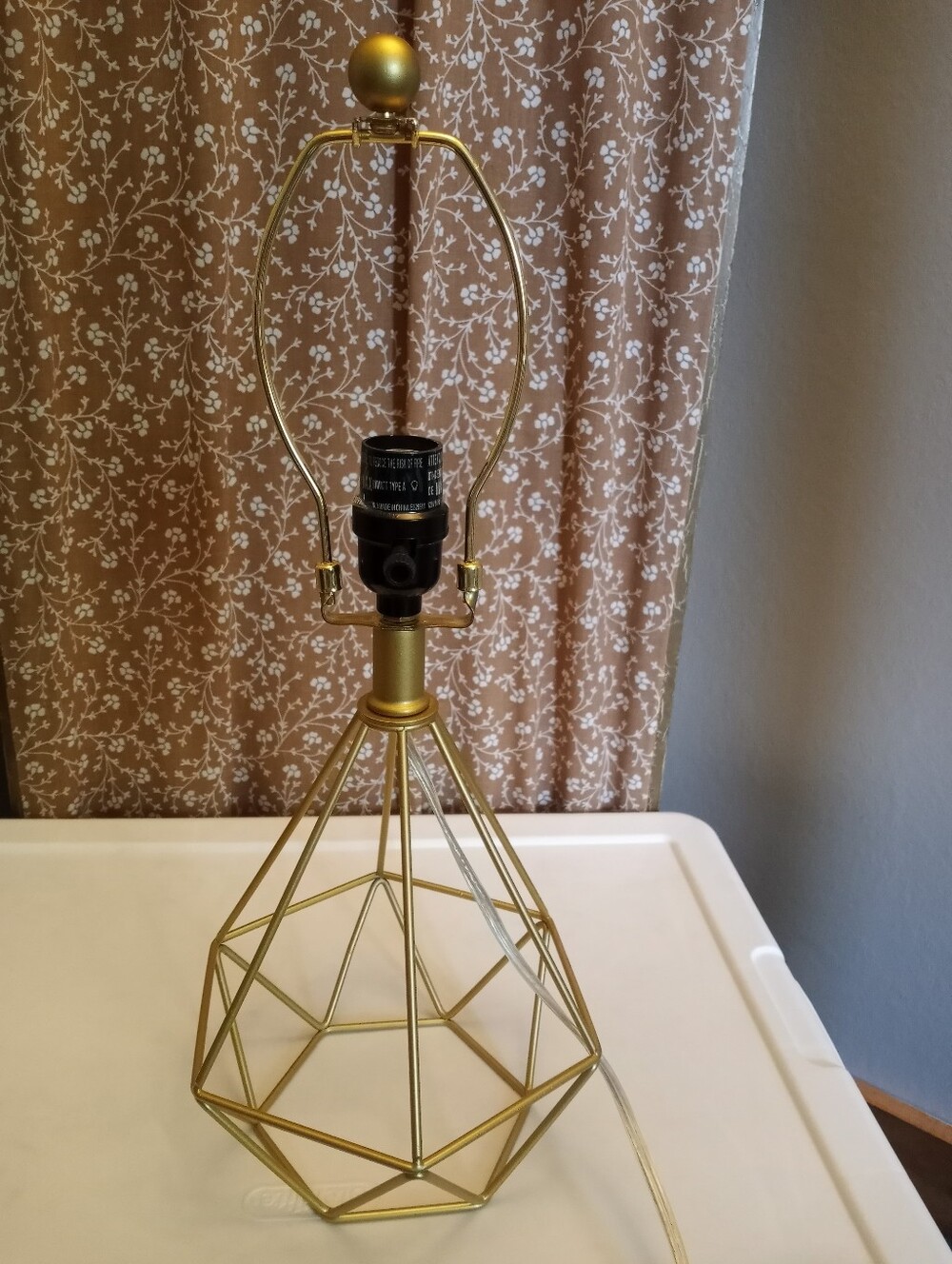 Gold Geometric Lamp, Wire Frame - Picture 7 of 8